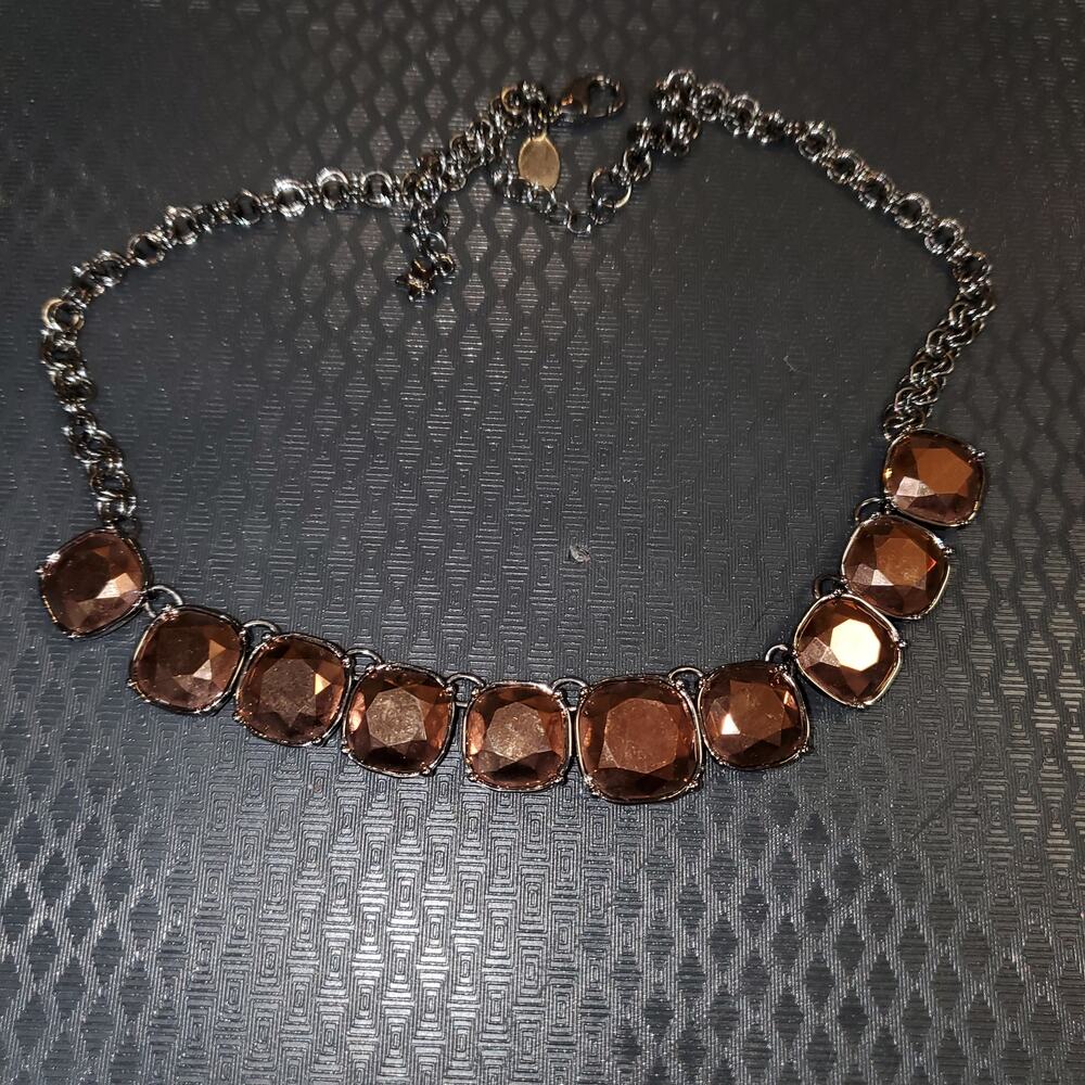 Kirks Folly Dazzle Me Midnight Faceted Bronze Crystal Black Chain Necklace